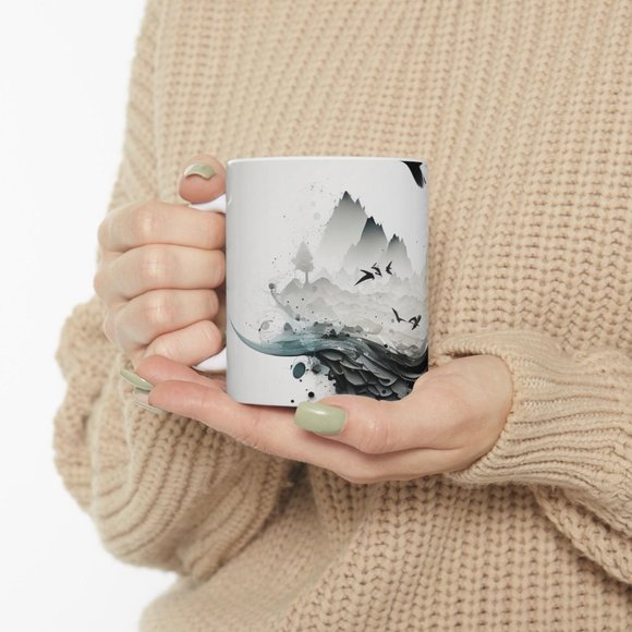 Modern Design Ceramic Coffee Mug - Enjoy Your Favorite Beverages 11 oz - Picture 2 of 10